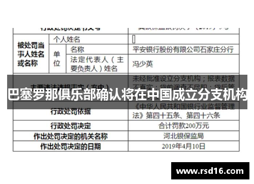 巴塞罗那俱乐部确认将在中国成立分支机构